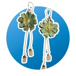 Polymer Clay Earrings with Rainbow Moonstone